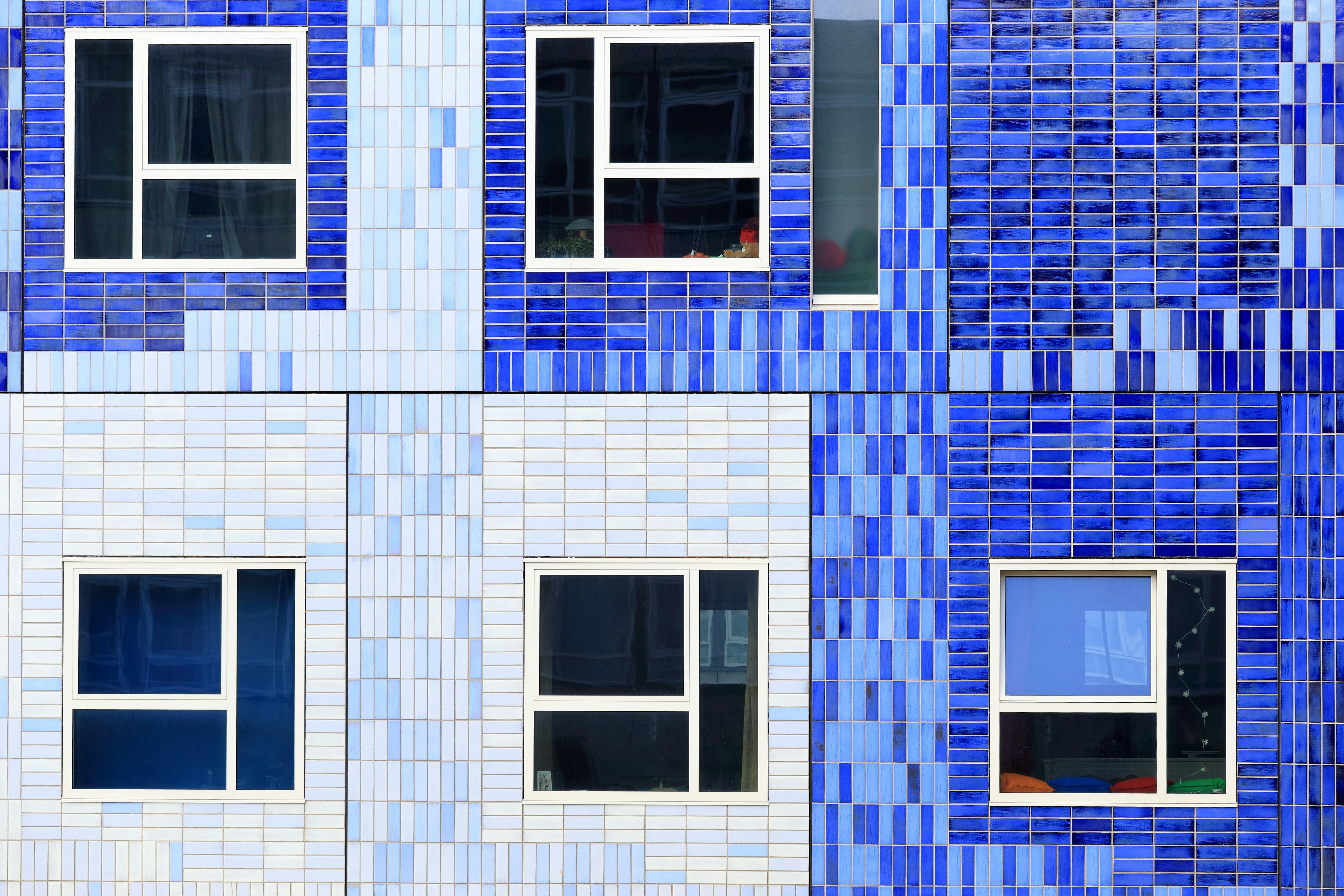 blue and white concrete building